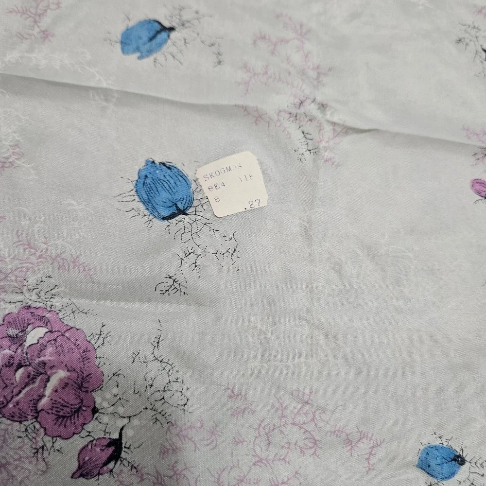 Vintage 50s 60s‎  Floral Scarf Women Blue Purple Silk Blend Hand Rolled Japan